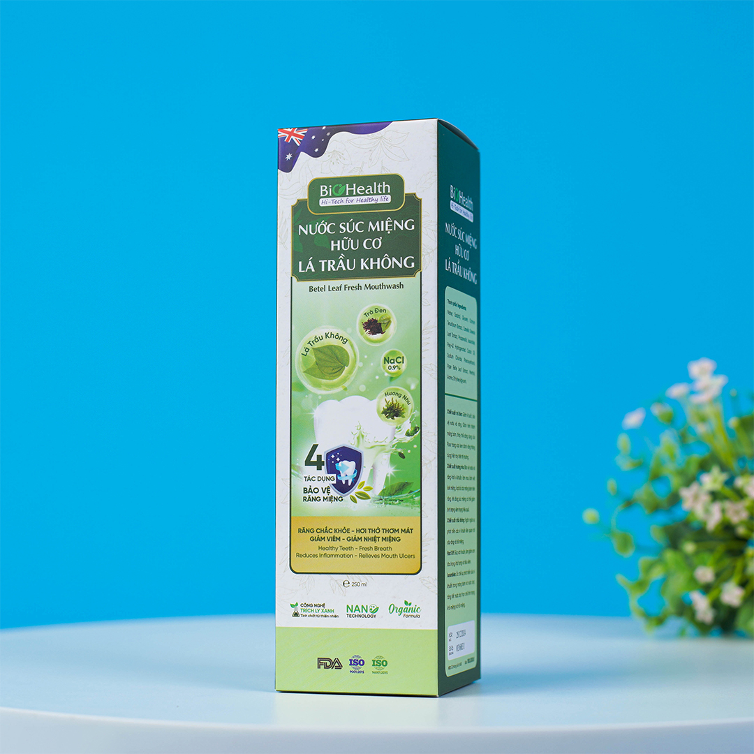 Nước súc miệng hữu cơ lá trầu không BioHealth 250ml Nước súc miệng hữu cơ lá trầu không BioHealth 250ml